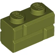 Brick Special 1 x 2 with Masonry Brick Profile / Olive Green