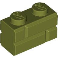 Lego Brick Special 1 x 2 with Masonry Brick Profile / Olive Green