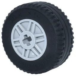 Wheel 18mm D. x 14mm with Axle Hole, Fake Bolts and Shallow Spokes with Black Tire 30.4 x 14 Solid (55982 / 58090)