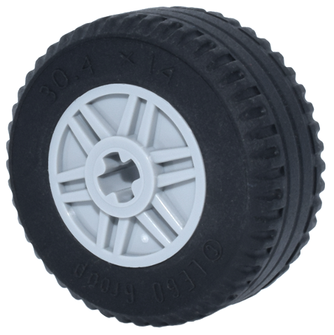 Lego Wheel 18mm D. x 14mm with Axle Hole, Fake Bolts and Shallow Spokes with Black Tire 30.4 x 14 Solid (55982 / 58090)