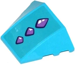Wedge 4 x 3 Triple Curved No Studs with 3 Medium Lavender Geometric Dragon Scales Pattern (Sticker) - Set 41172