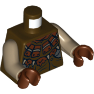 Lego Torso Leather Armour Print, Dark Tan Arms, Reddish Brown Hands / Dark Brown