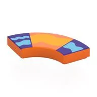 Tile 2 x 2 Curved, Macaroni with Bright Light Orange Band, Dark Purple/Dark Azure Shapes Print