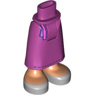 Lego Minidoll Hips and Skirt with Ankles with Dark Pink Scarf/Belt, Nougat Legs, Silver Shoes print / Magenta