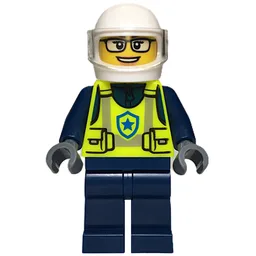 Police Officer, Vibrant Yellow Safety Vest, Dark Blue Legs, White Helmet