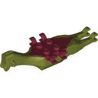 Lego Animal Body Part, Dinosaur, Pteranodon Body, 4 Studs, 6 Clips with Dark Red Top / Olive Green