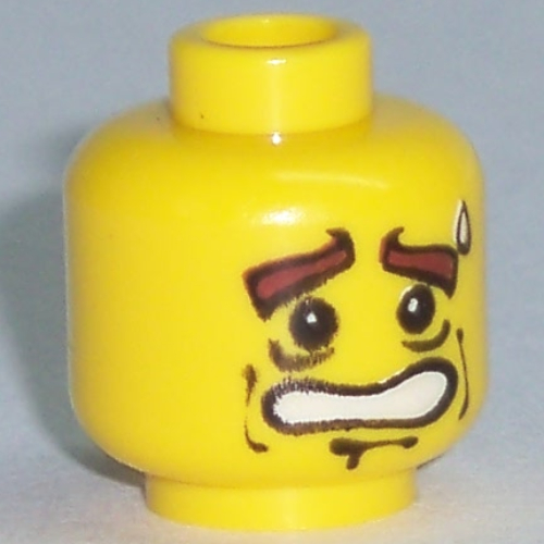 Lego Minifig Head Norman Osbourn, Dual Sided, Scared / Determined Print [Blocked Open Stud] / Yellow