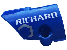 Technic, Panel Fairing # 1 Small Smooth Short, Side A with White 'RICHARD' and Silver Race Pattern (Sticker) - Set 42123