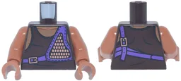 Torso Tank Top, Muscles Outline, Medium Lavender Straps and Pack with Copper Buckles and Dots Pattern / Sienna Arms / Sienna Hands / Dark Brown
