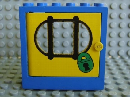 Lego Fabuland Door Frame 2 x 6 x 5 with Yellow Door with Police Lock Pattern