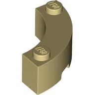 Brick Round Corner 3 x 3 Macaroni with 2 Studs / Tan