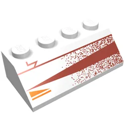 Brick Sloped 45° 2 x 4 with Red and Gold Triangles Right Print / White