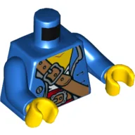 Torso, Jacket, White and Red Undershirt, Shoulder Strap with Buckle, and Belt Print, Blue Arms, Yellow Hands / Blue