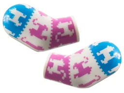 Arm, (Matching Left and Right) Pair with Cats on Dark Azure and Dark Pink Panels Pattern / White