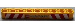 Technic, Liftarm Thick 1 x 9 with LEGO TECHNIC Logo and Red and White Danger Stripes Pattern (Sticker) - Set 8292