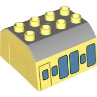 Duplo Train Cab Upper Section with Carriage Print / Bright Light Yellow
