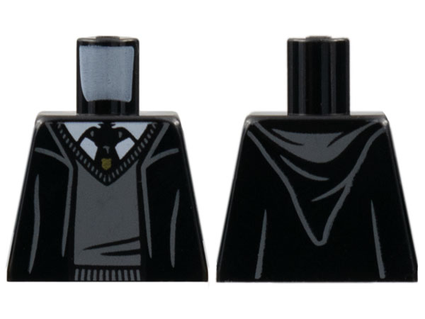 Lego Torso Robe with Hood, Dark Bluish Gray Sweater, White Shirt and Hogwarts Crest Tie Pattern