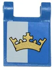 Flag 2 x 2 Square with Flat Edge with Gold Crown on Blue and White Background Pattern (Sticker) - Sets 70402 / 70806