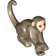 Animal, Monkey / Ape / Orangutan, One Arm Out, with Light Nougat Face Print / Dark Tan