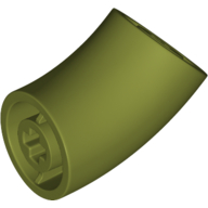 Lego Brick Round 2 x 2 D. Tube with 45° Elbow and Axle Holes (Crossholes) at Each End [SHORT] / Olive Green