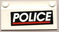 Lego Slope 33 3 x 6 with Inner Walls with White 'POLICE' Red Line on Black Background Pattern (Sticker) - Set 4012
