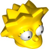 Lego Minifig Head Special, Simpsons, Lisa Simpson with Bright Pink Bow Print / Yellow