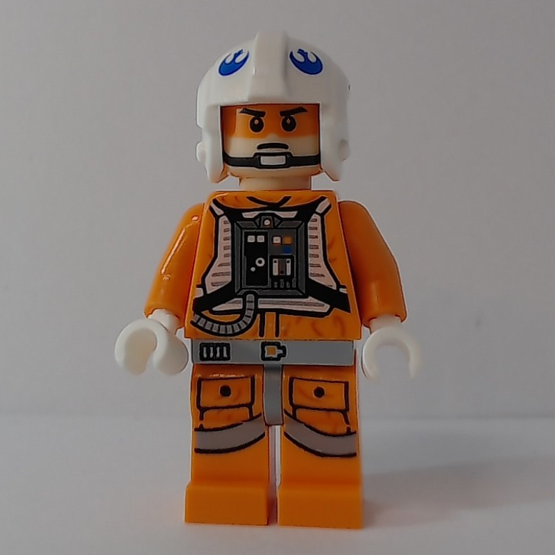 Lego Rebel Pilot Snowspeeder, Orange Flight Suit, White Helmet, Orange Visor