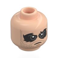 Lego Minifig Head Winter Soldier, Stubbled Beard, Black Eyepaint / Black Mask, Silver Goggles / Light Nougat