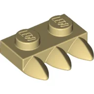 Plate Special 1 x 2 with Three Teeth [Tri-Tooth] / Tan