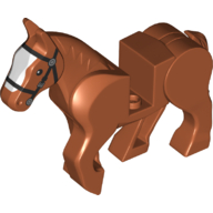 Lego Animal, Horse, Moveable Legs with Black Bridle and Wide White Blaze Print