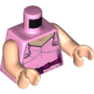Lego Torso Dress, Dark Pink Ribbon with Bow Print, Light Nougat Arms and Hands / Bright Pink