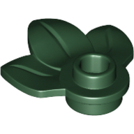 Lego Plant, Plate 1 x 1 Round with 3 Leaves / Dark Green