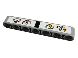 Technic, Liftarm Thick 1 x 7 with Yellow and Orange Arrows and Concrete Mixer Drum Pattern (Sticker) - Set 42112