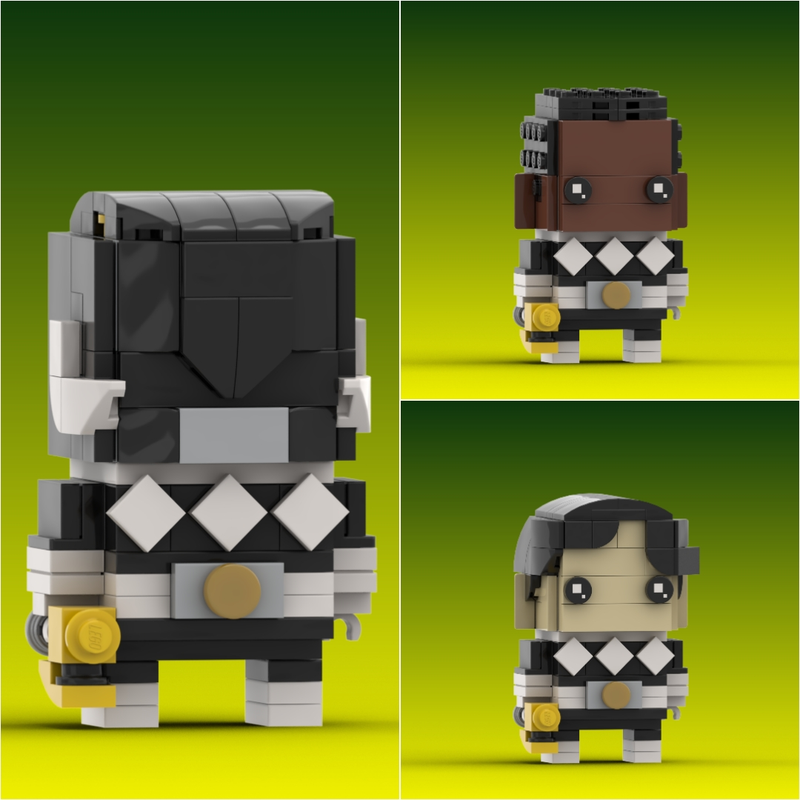 Lego Black Ranger (Mighty Morphin Power Rangers) Custom Brickheadz Bundle