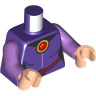Lego Torso, Black Shapes, Dark Red Rope, Gold/Red Medal Pendant print, Medium Lavender Arms, Light Nougat Hands / Dark Purple