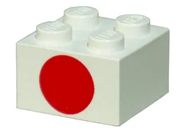 Brick 2 x 2 with Red Dot on One Side Print