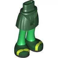 Minidoll Hips and Short Skirt with Green Legs, Dark Green Shoes, Black Soles, Lime Straps Print / Dark Green