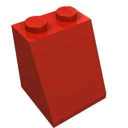 Brick Sloped 65° 2 x 2 x 2 Smooth without Bottom Tube / Red