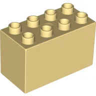 Duplo Brick 2 x 4 x 2 with Clock Print / Light Yellow