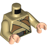 Lego Torso Robe, Dark Orange Crop Top and Tan Diagonal Belt Print (Resistance Soldier), Tan Arms, Light Nougat Hands / Tan