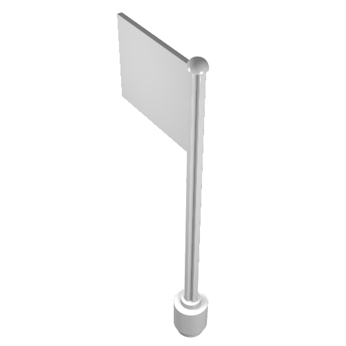 Lego Flag on Flagpole, Straight / White