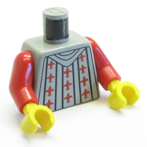 Lego Torso Armor, Fright Knights Fleur de Lis Print, Red Arms, Yellow Hands / Light Gray