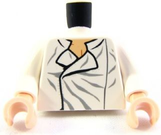 Lego Torso SW Shirt Open Collar with Wrinkles Pattern (Han Solo) / White Arms / Light Nougat Hands