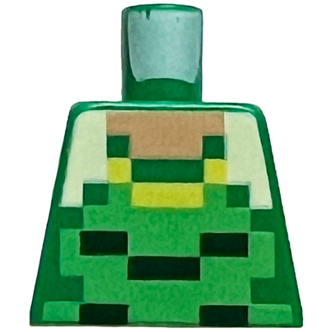 Lego Torso Pixelated Nougat Neck, Bright Green, Dark Green and Yellow Shirt Pattern