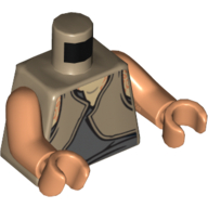 Lego Torso Tunic, Dark Bluish Gray / Light Brown Layers Print (Gungan), Nougat Arms and Hands / Dark Tan