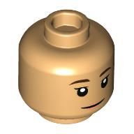 Lego Minifig Head Yuki Nagasato, Dark Brown Eyebrows, Open Mouth / Closed Mouth / Warm Tan