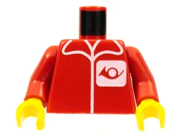 Torso Post Office Worker, Suit and Horn Logo Pattern / Red Arms / Yellow Hands