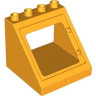 Lego Duplo Roof Section 4 x 4 x 3 with Window / Bright Light Orange