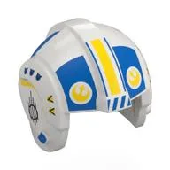 Helmet Rebel Pilot, Center Ridge with Blue/Yellow Markings, Rebel Logo Print / White