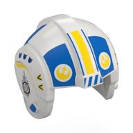 Lego Helmet Rebel Pilot, Center Ridge with Blue/Yellow Markings, Rebel Logo print / White